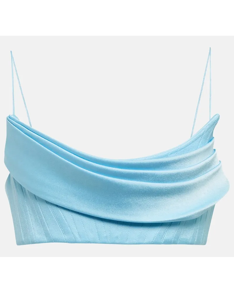 Alex Perry Cropped-Top Carva aus Crêpe Blau