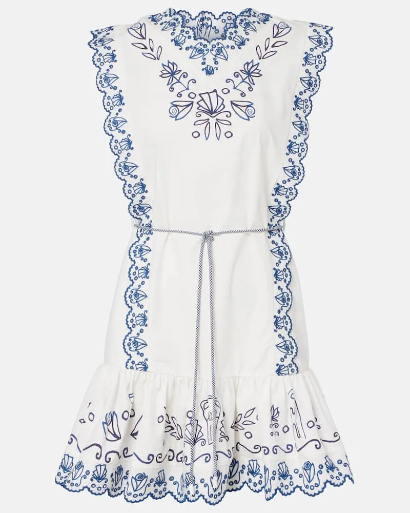 ALEMAIS Alémais Besticktes Minikleid Leela aus Baumwolle Weiß