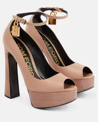 Tom Ford Plateausandalen Padlock aus Leder Nude