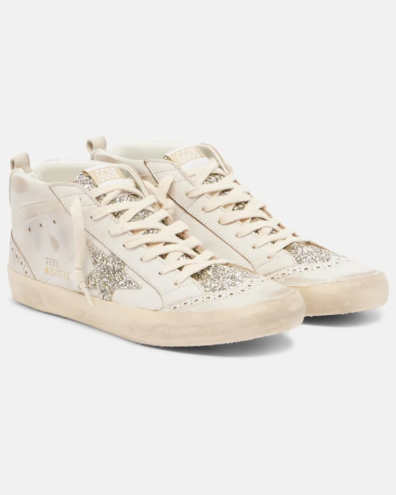 Golden Goose High-Top Sneakers Mid Star aus Veloursleder Beige