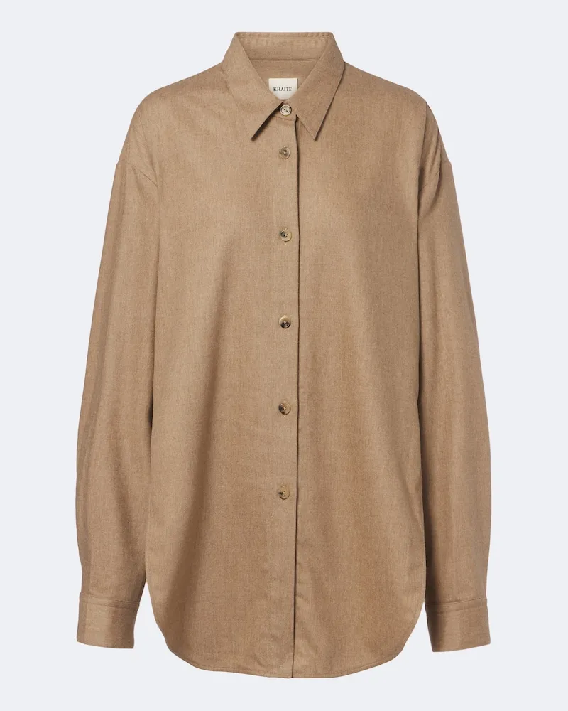 KHAITE Oversize Hemd Goya aus Wolle und Cashmere Beige