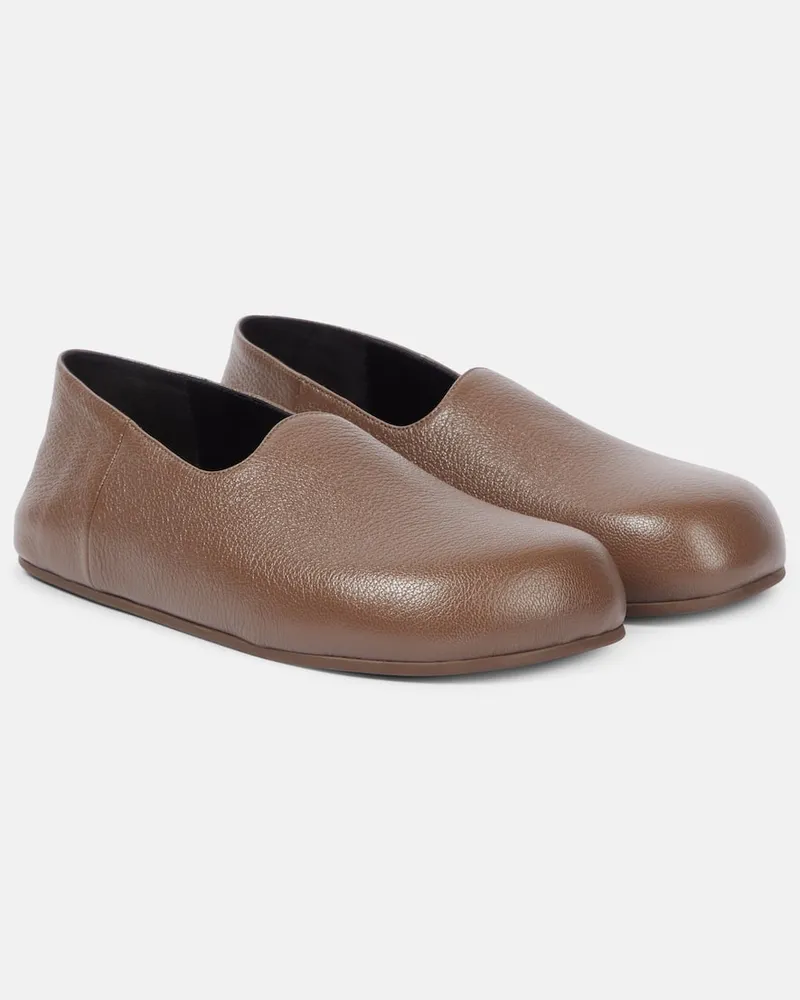 The Row Slip-Ons Hugh aus Leder Braun