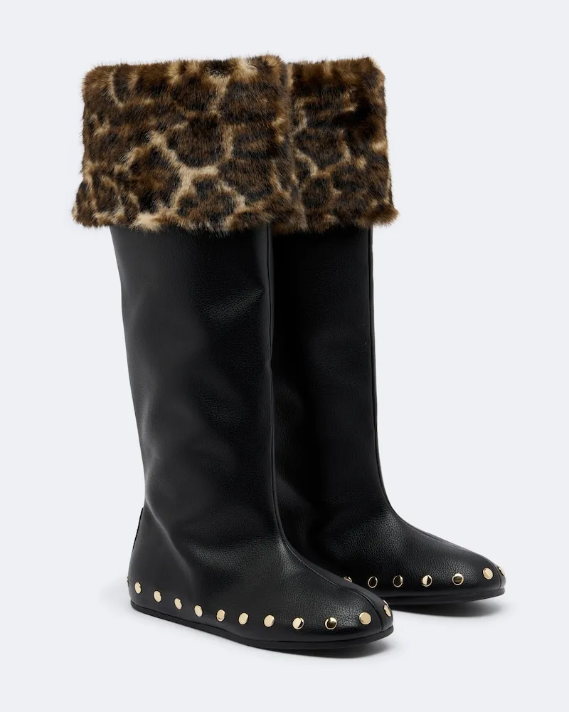 Ganni Verzierte kniehohe Stiefel Jenny Schwarz