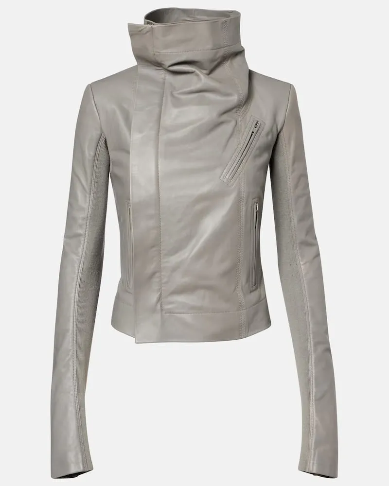 Rick Owens Bikerjacke aus Leder Grau