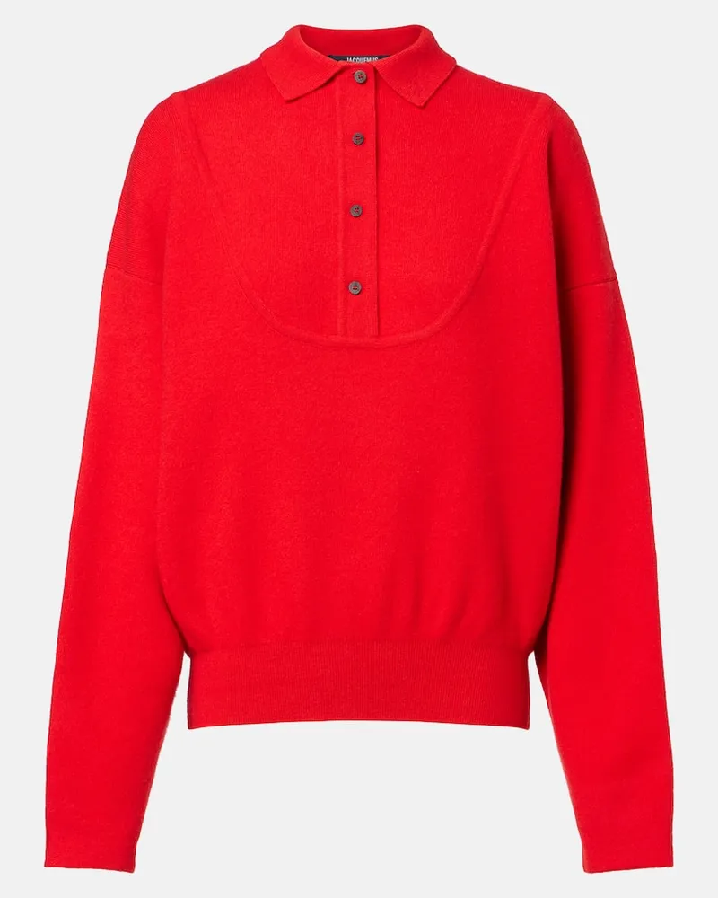 Jacquemus Polopullover Balloon aus Wolle und Kaschmir Rot