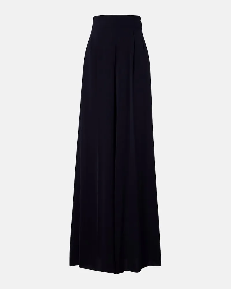 Max Mara Weite High-Rise-Hose aus Cady Blau