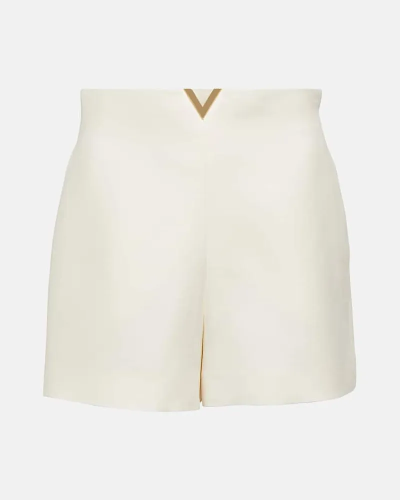 Valentino Garavani Shorts VGold aus Wolle und Seide Weiß