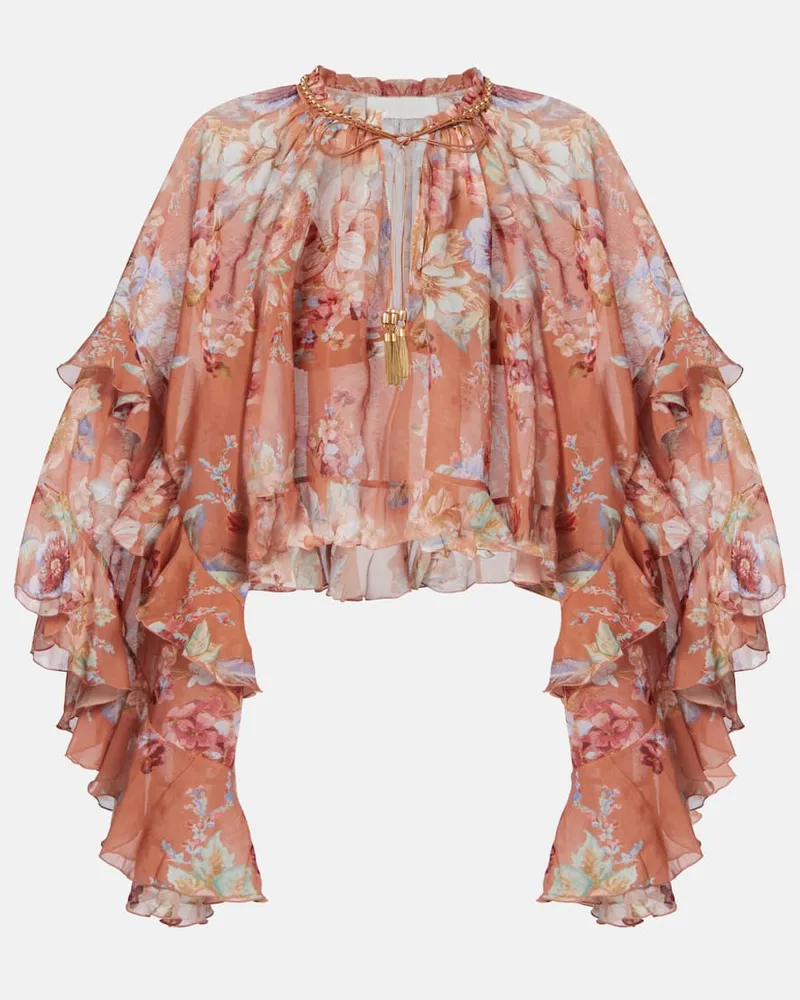 Zimmermann Bluse Awaken aus Baumwolle und Seide Multicolor