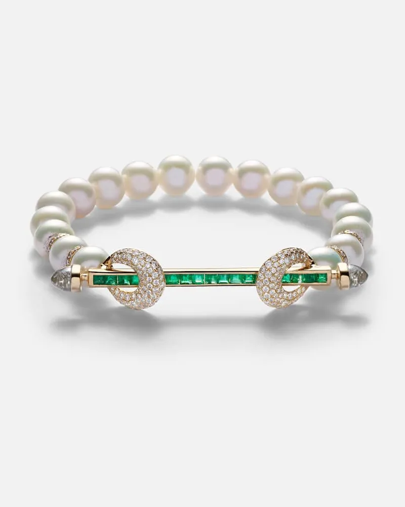 Ananya Armband Chakra aus Süßwasserperlen mit 18kt Gelbgold und Edelsteinen Gold