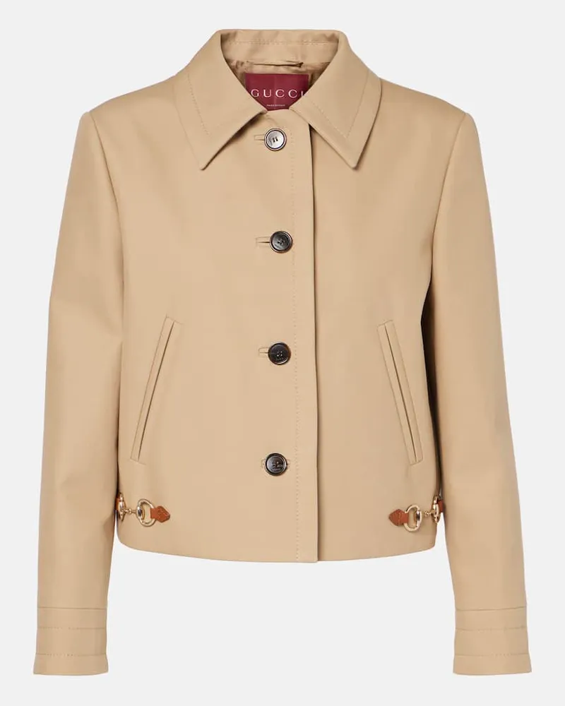 Gucci Jacke Horsebit aus Baumwoll-Drill Beige
