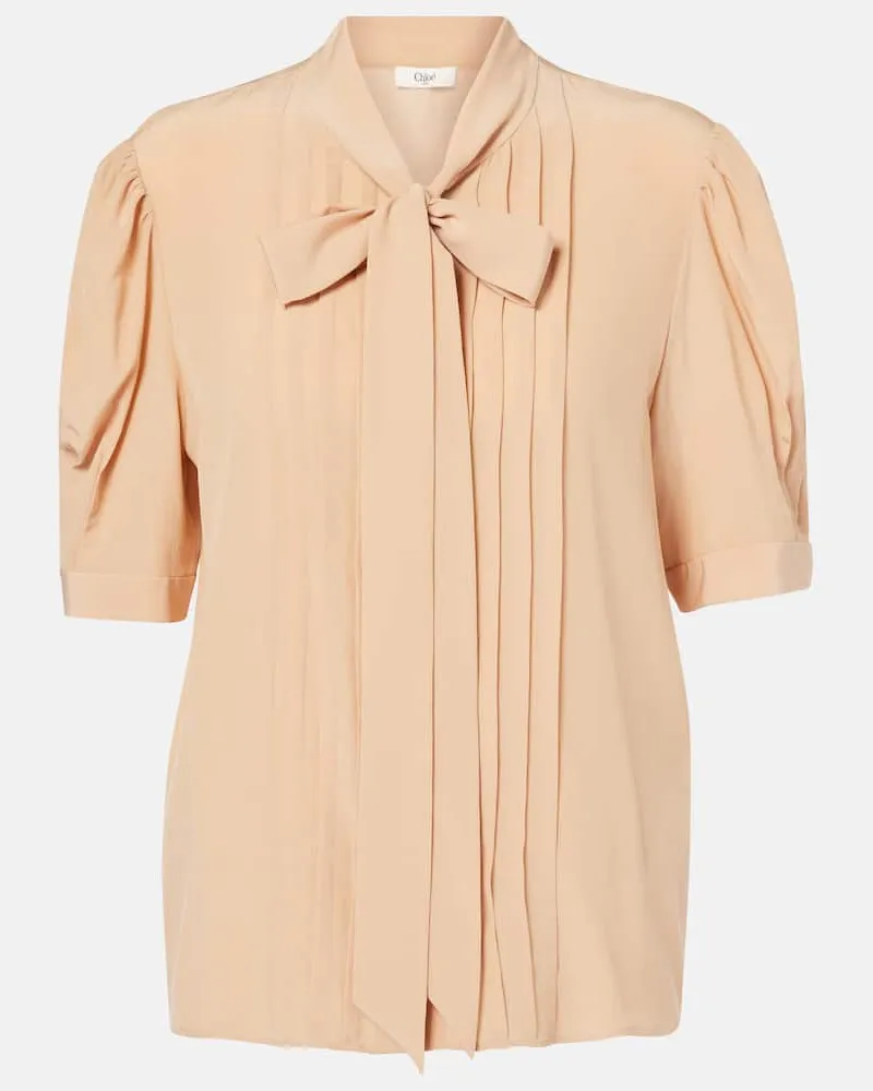 Chloé Chloé Schluppenbluse aus Crêpe de Chine aus Seide Beige