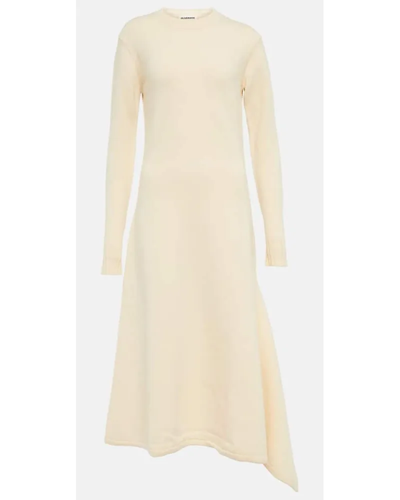 Jil Sander Midikleid aus Wolle Beige