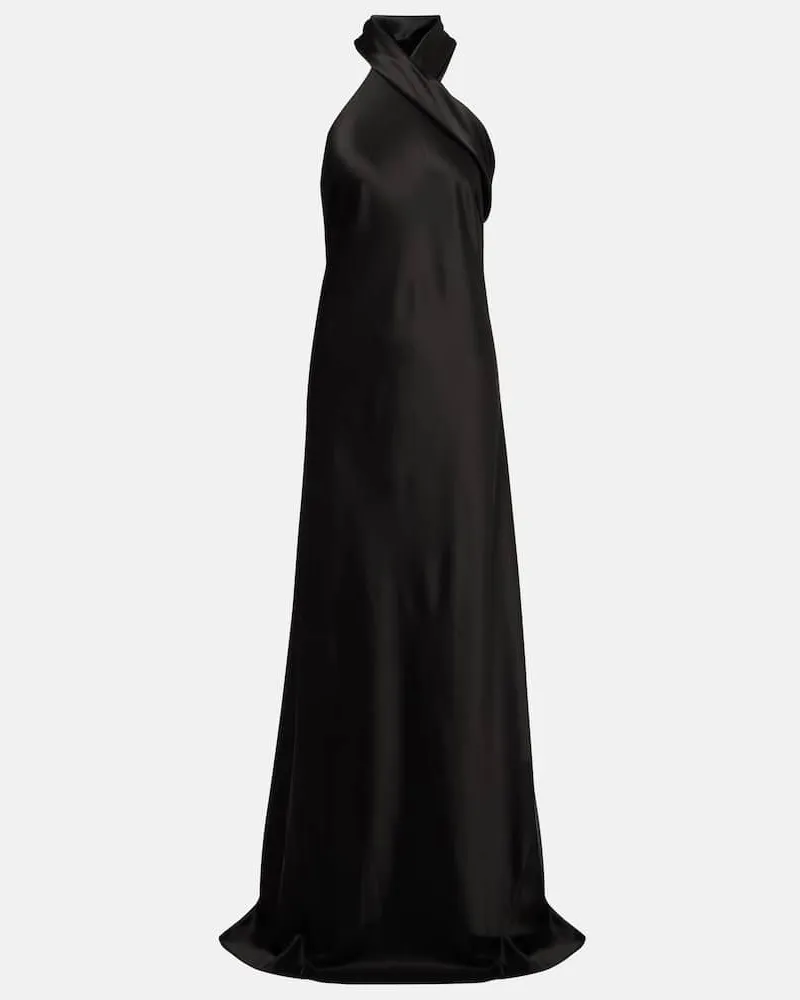 GALVAN Robe aus Satin Schwarz