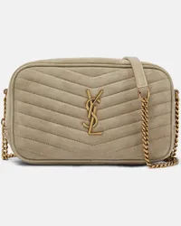 Saint Laurent Schultertasche Lou Mini aus Veloursleder Gold