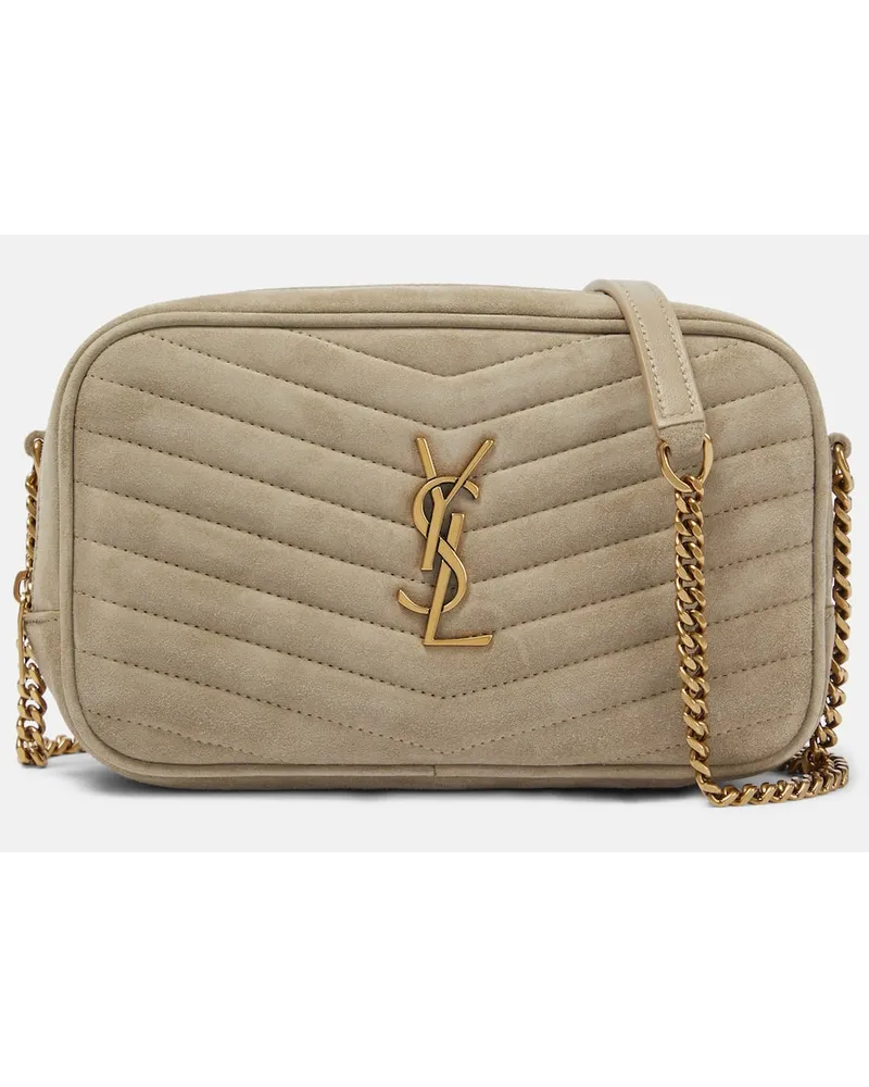 Saint Laurent Schultertasche Lou Mini aus Veloursleder Gold