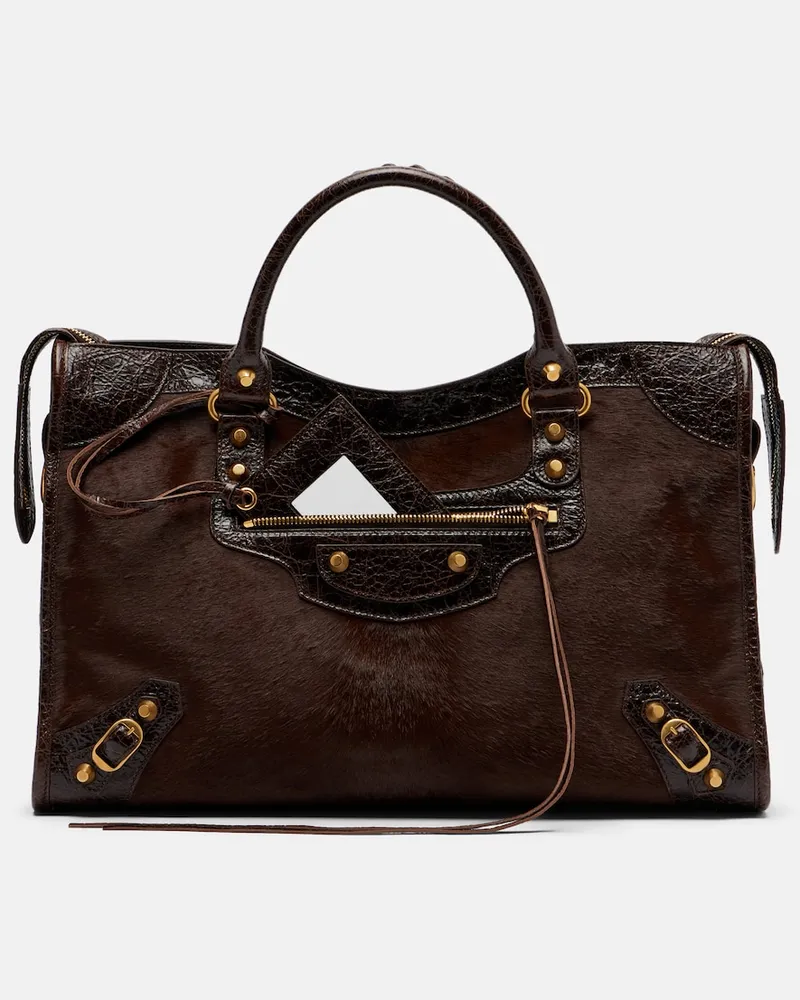 Balenciaga Tote Bag Le City Medium aus Kalbshaar Braun