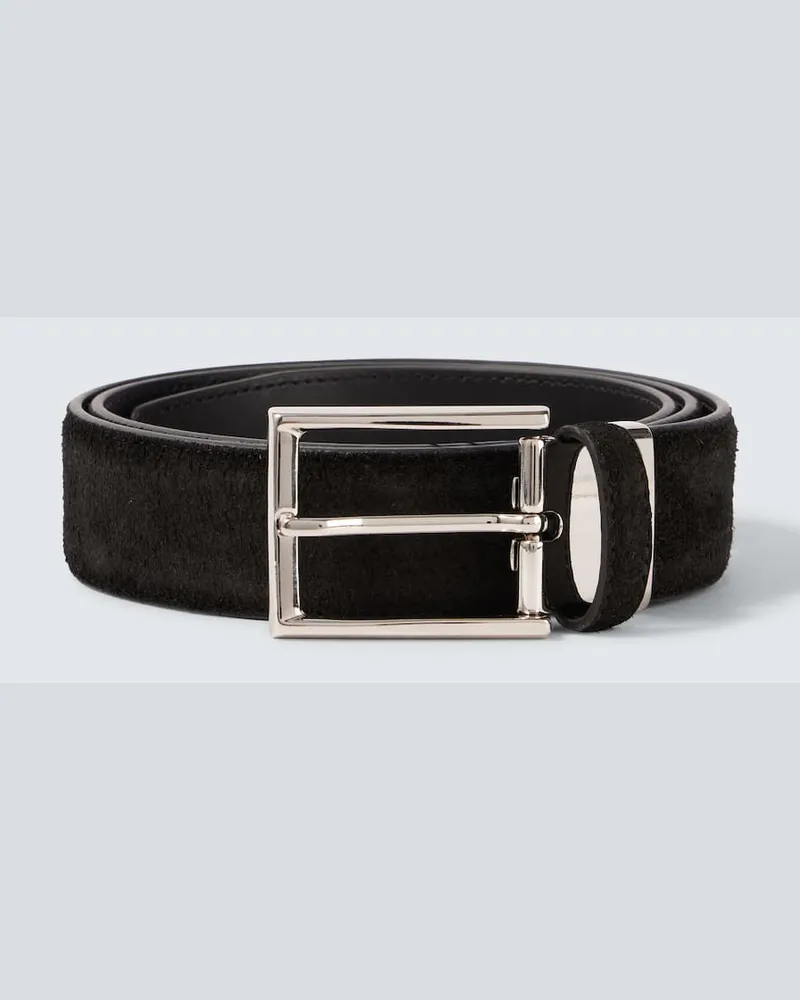Canali Gürtel aus Veloursleder Schwarz