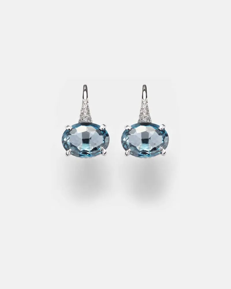 SHAY Ohrringe aus 18kt Weißgold mit Diamanten und Topas Silber