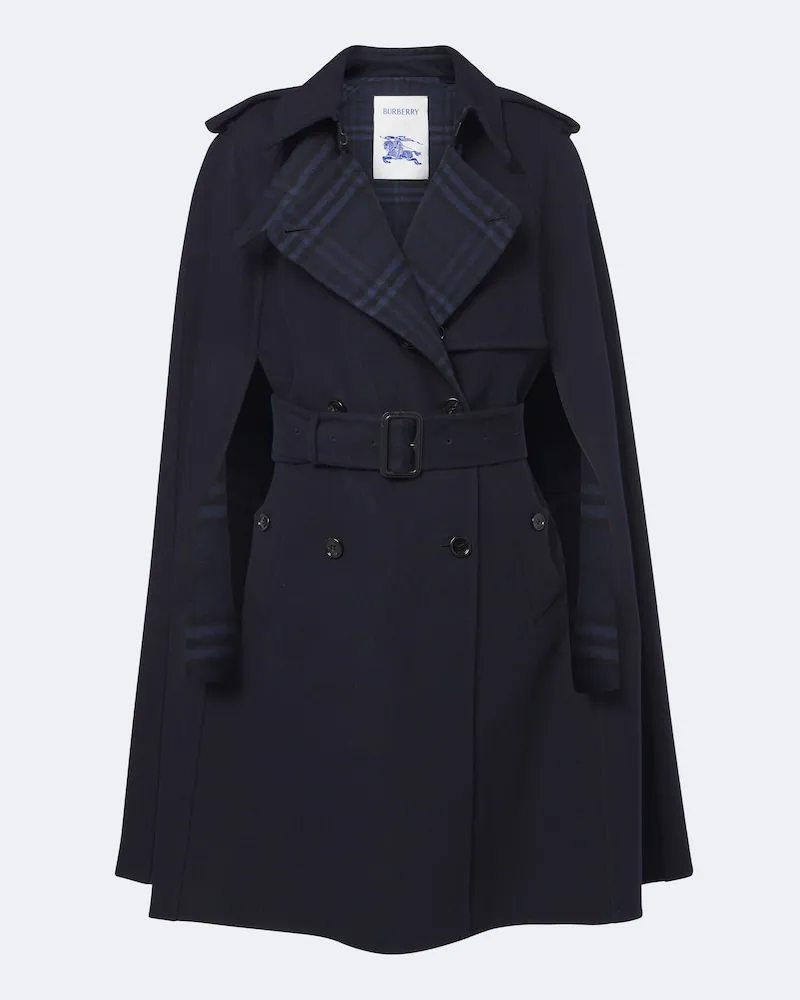 Burberry Cape Burberry Check aus Wolle Blau