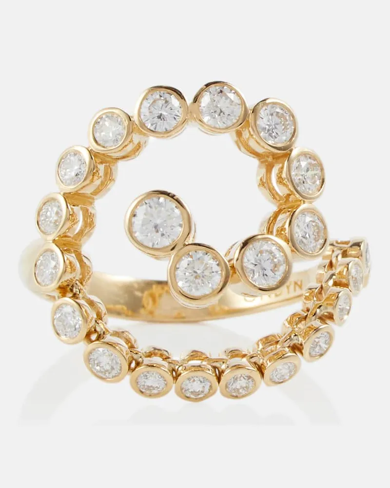ONDYN Ring Spiralis aus 14kt Gelbgold mit Diamanten Gold