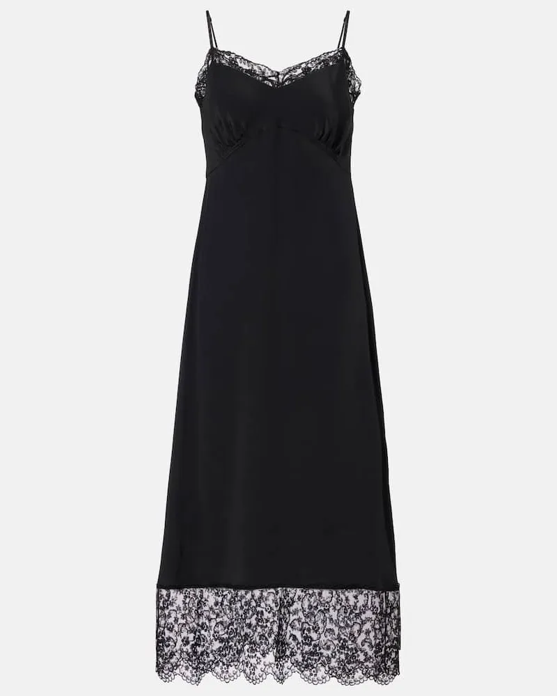 Simone Rocha Slipdress aus Satin mit Spitze Schwarz