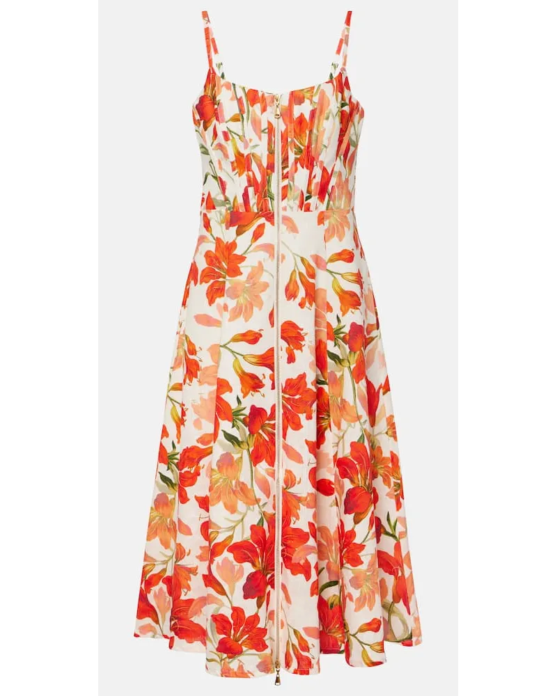 Zimmermann Bedrucktes Midikleid Tranquillity aus Leinen Multicolor
