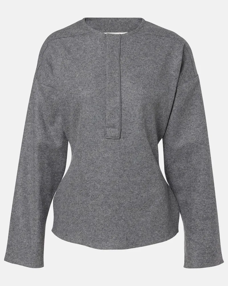 Victoria Beckham Top aus Wolle und Kaschmir Grau