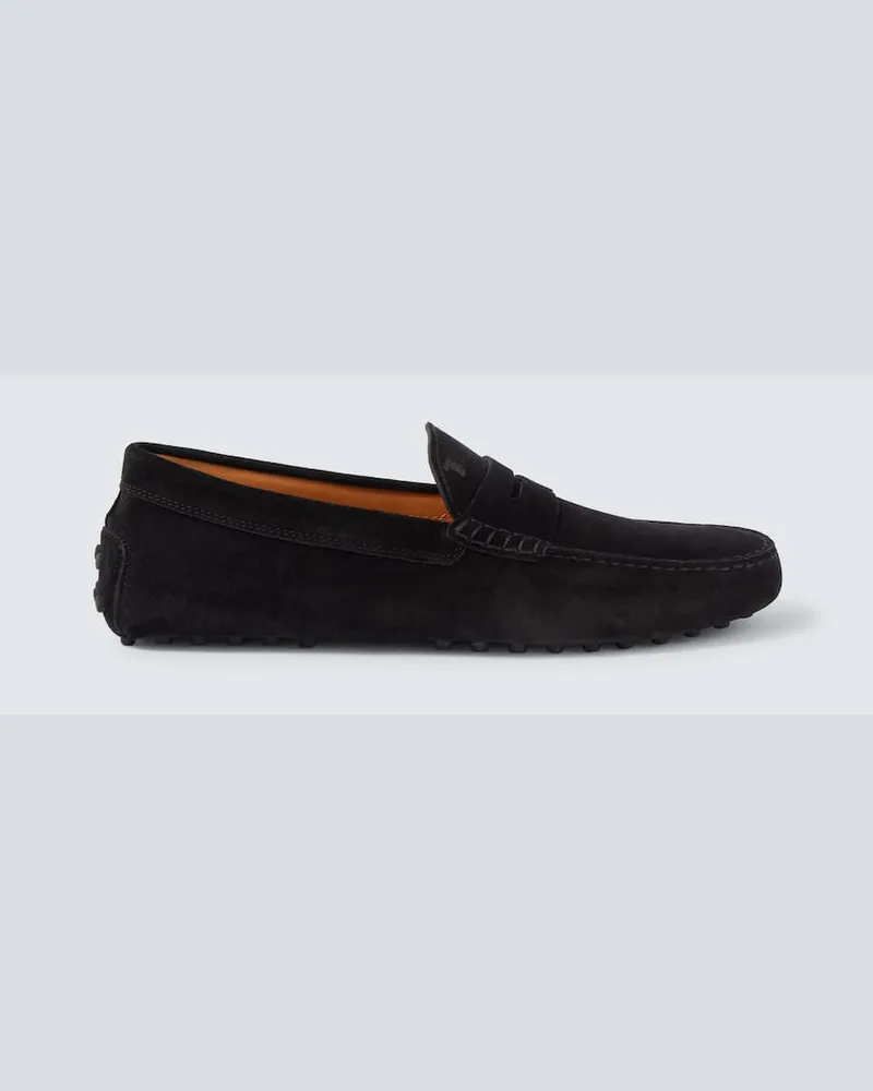 TOD'S Mokassins Gommino Bubble aus Veloursleder Schwarz