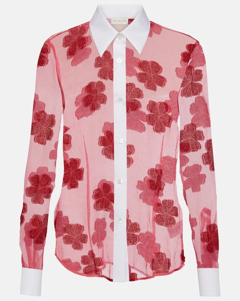 Dries van Noten Hemd aus Baumwoll-Jacquard Rosa