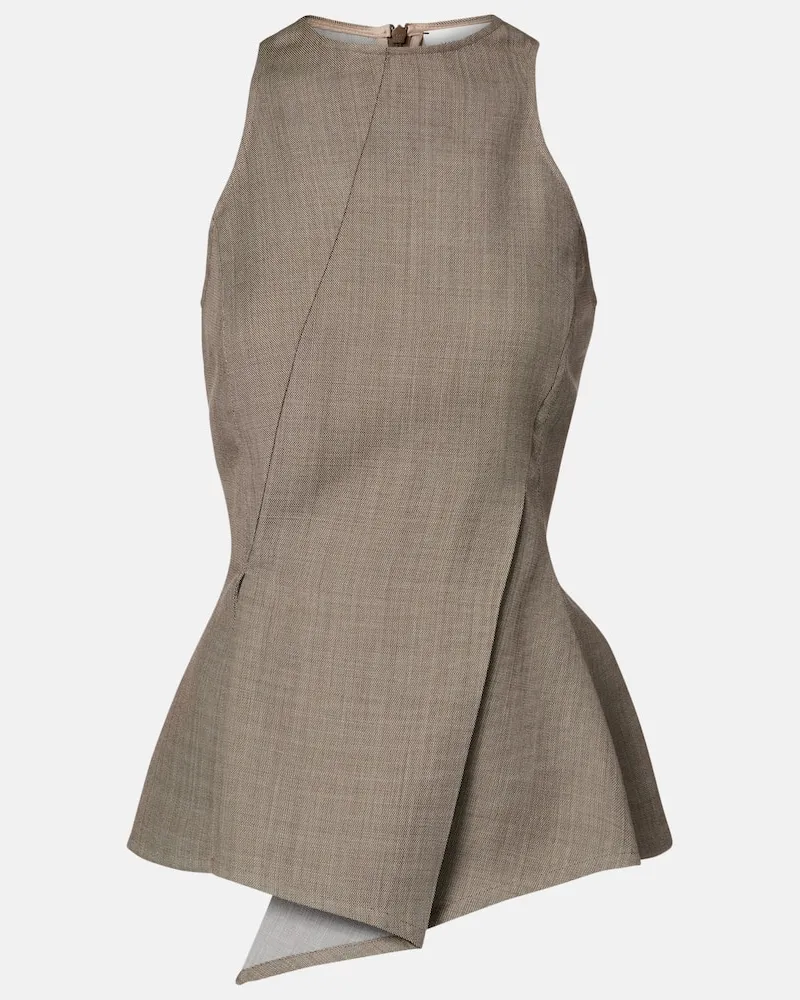 Magda Butrym Asymmetrisches Top aus Wolle Beige
