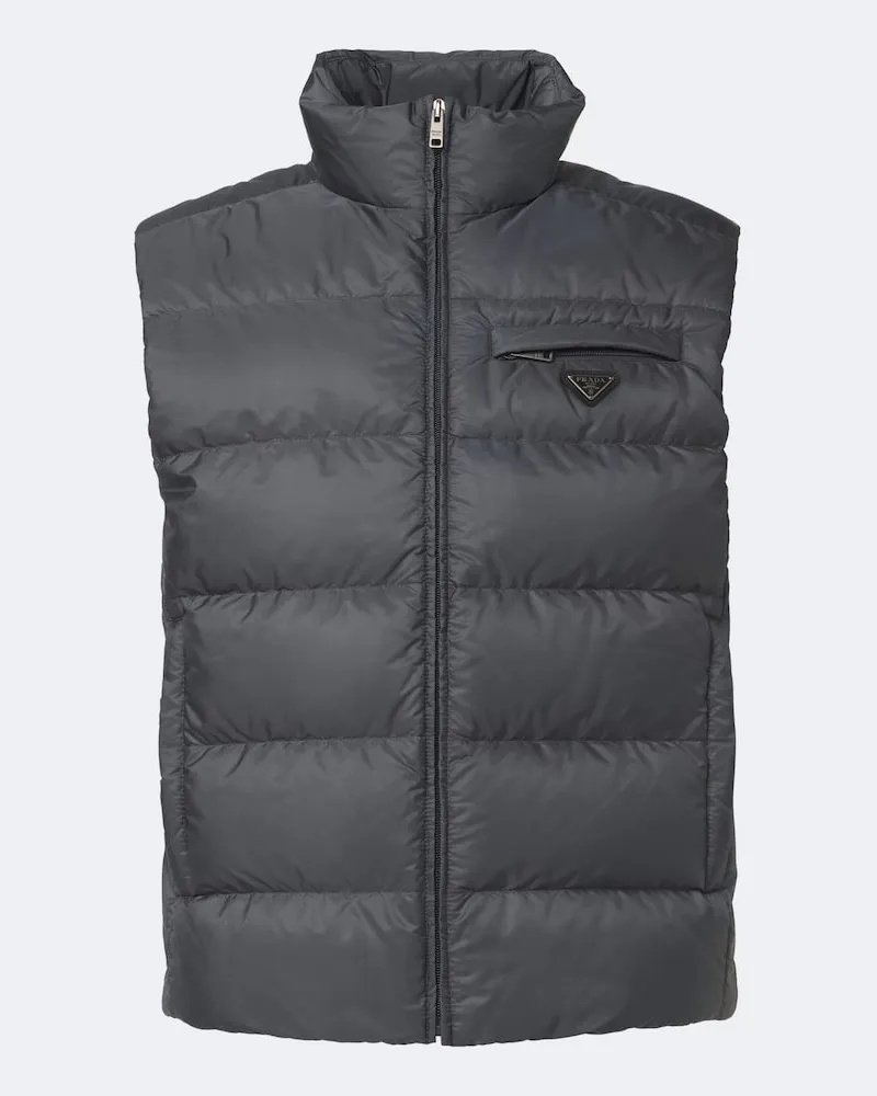 Prada Daunenweste aus Re-Nylon Grau