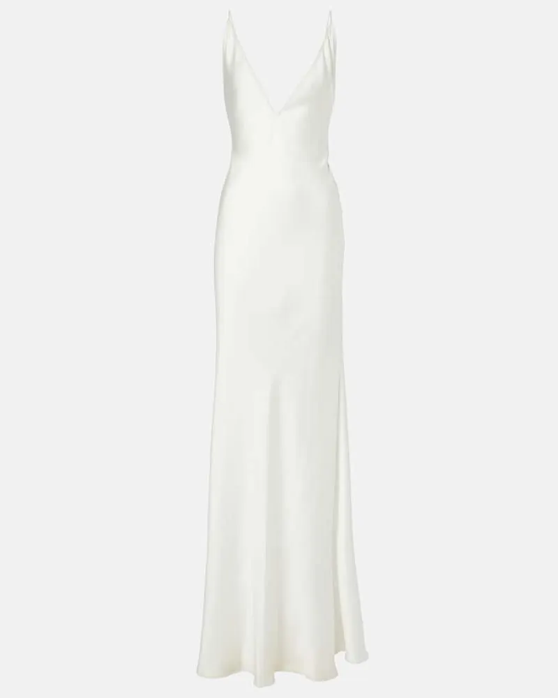 The New Arrivals Ilkyaz Ozel Robe aus Satin Weiss