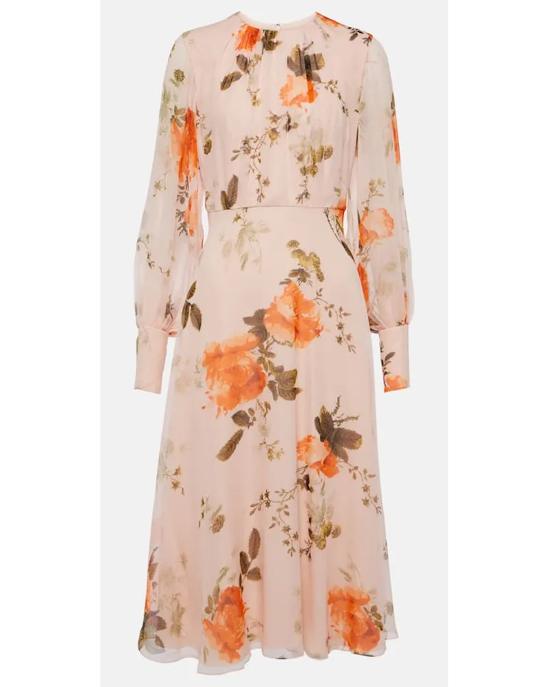 Erdem Bedrucktes Midikleid aus Seide Multicolor