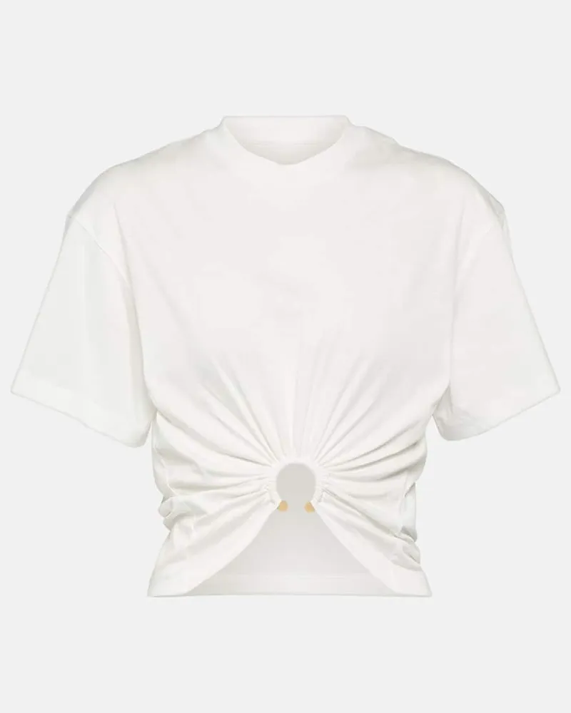 Paco Rabanne Cropped-Top aus Baumwoll-Jersey Weiß