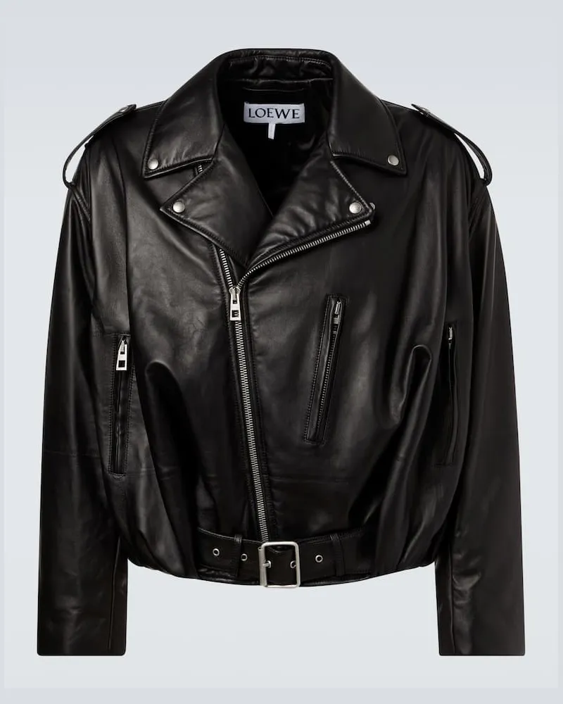 Loewe Bikerjacke Balloon aus Leder Schwarz