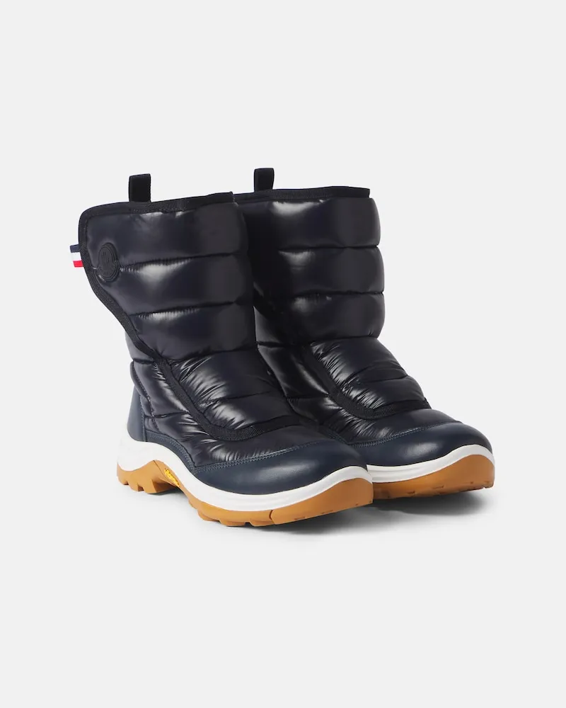 Moncler Wattierte Schneestiefel mit Leder Blau