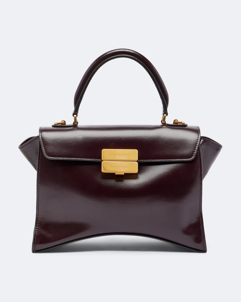 Balenciaga Henkeltasche Hourglass Avenue Medium aus Leder Burgunderrot