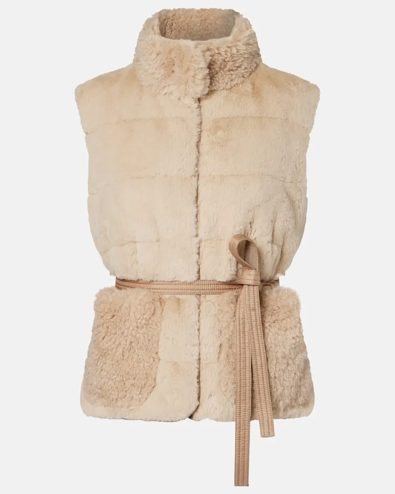 Moncler Daunenweste Joui aus Faux Fur Beige
