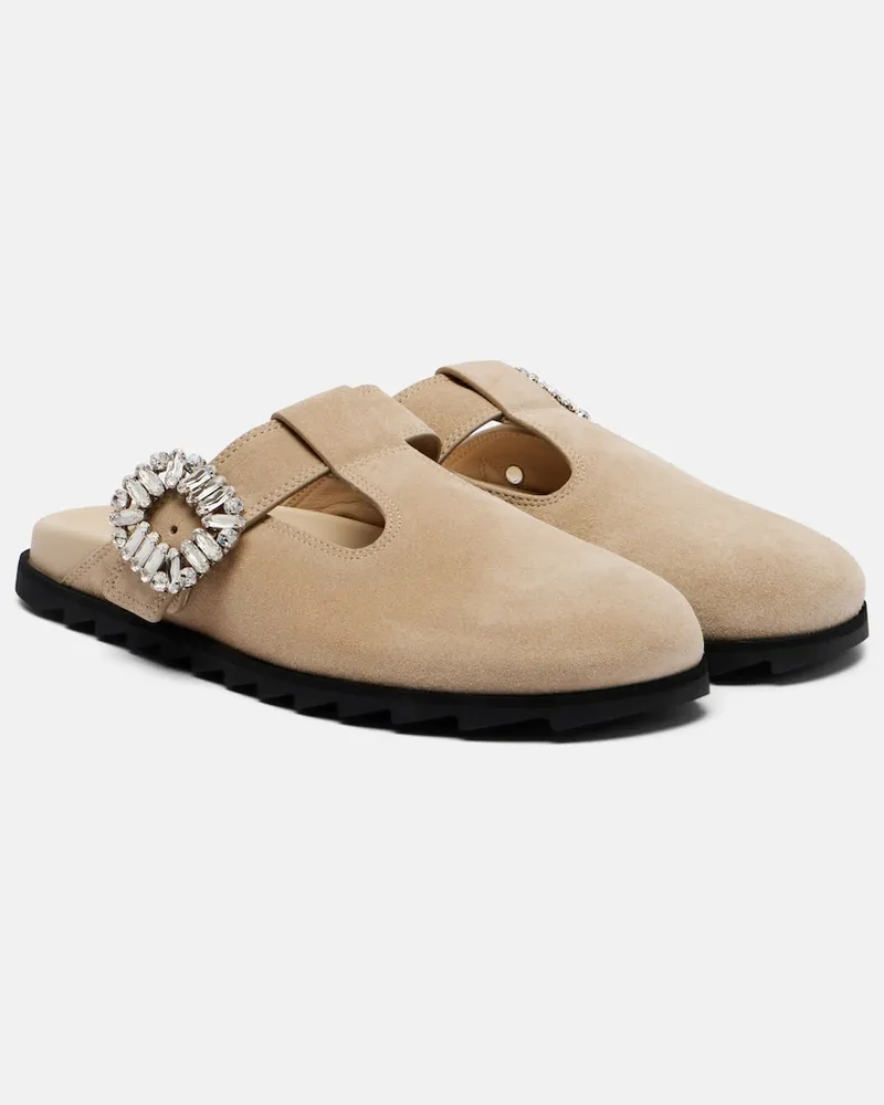 Roger Vivier Slippers Slidy Viv' aus Veloursleder Beige