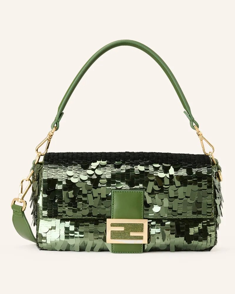 Fendi Handtasche Baguette Mit Pailletten gruen Dunkelgrün