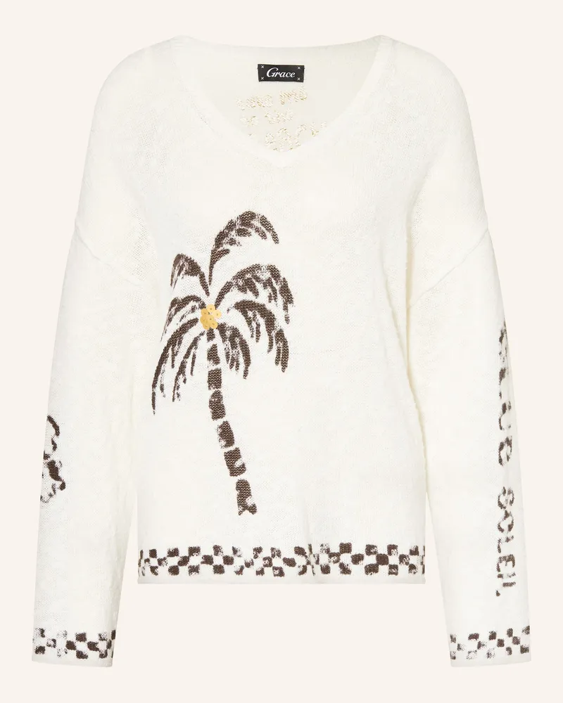Grace Pullover Mit Leinen weiss Ecru