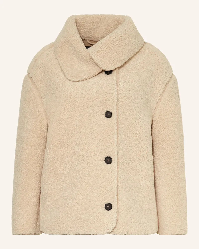 OPUS Teddyfell-Jacke HAFINE mit 3/4-Arm Creme