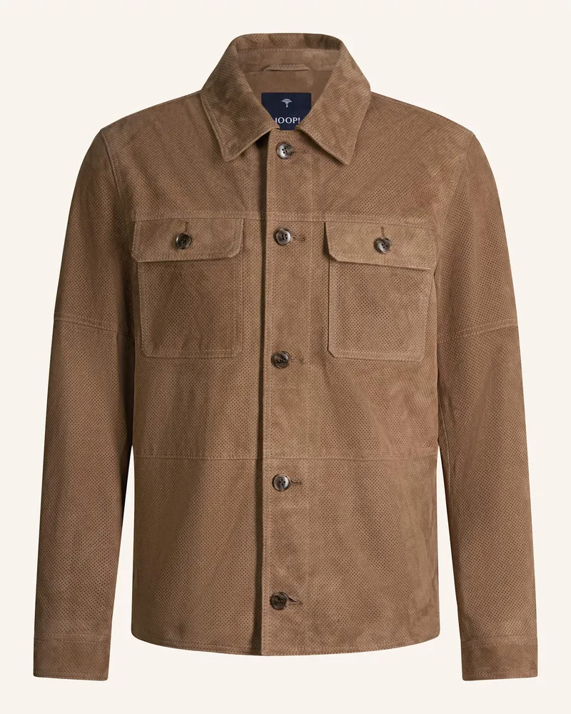 JOOP! Leder-Hemdjacke beige Taupe