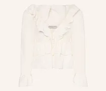 Seidenbluse Playful Volumes Mit Volants weiss