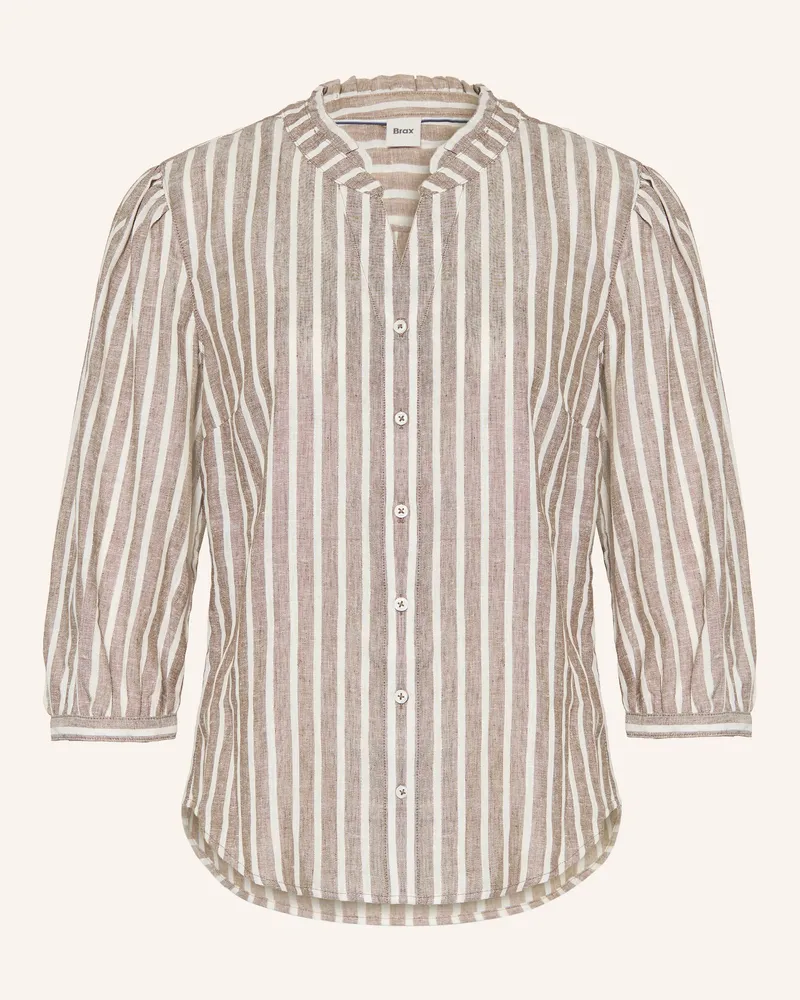 Brax Bluse Violet Mit Leinen Und Glitzergarn beige Dunkelbraun