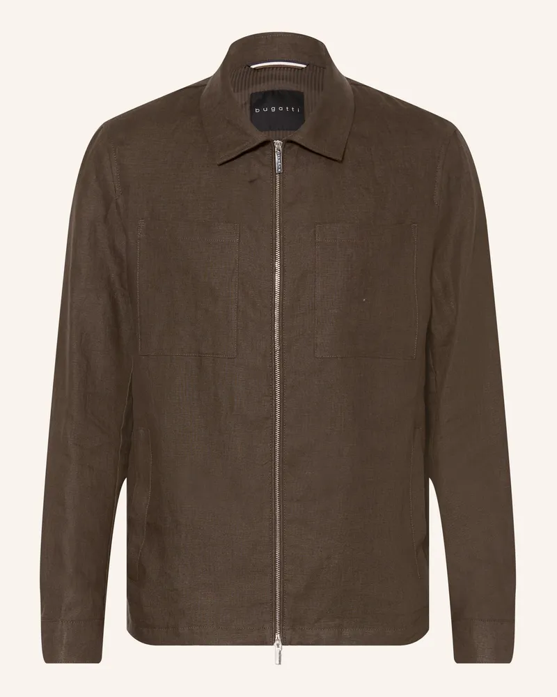 Bugatti Leinen-Blouson braun Dunkelbraun