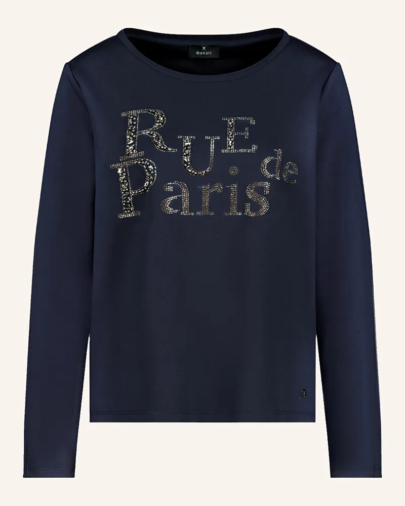 monari Longsleeve mit Schmucksteinen Dunkelblau