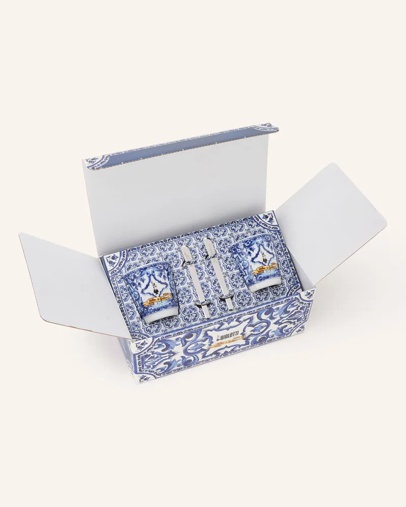 Dolce & Gabbana Casa 4-Tlg. Set: Espressobecher Und Rührstäbchen blau Dunkelblau