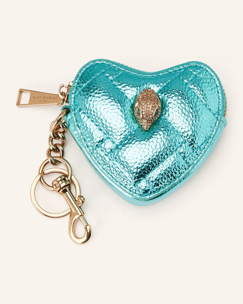 Kurt Geiger Taschenanhänger KENSINGTON HEART mit Schmucksteinen Neontürkis