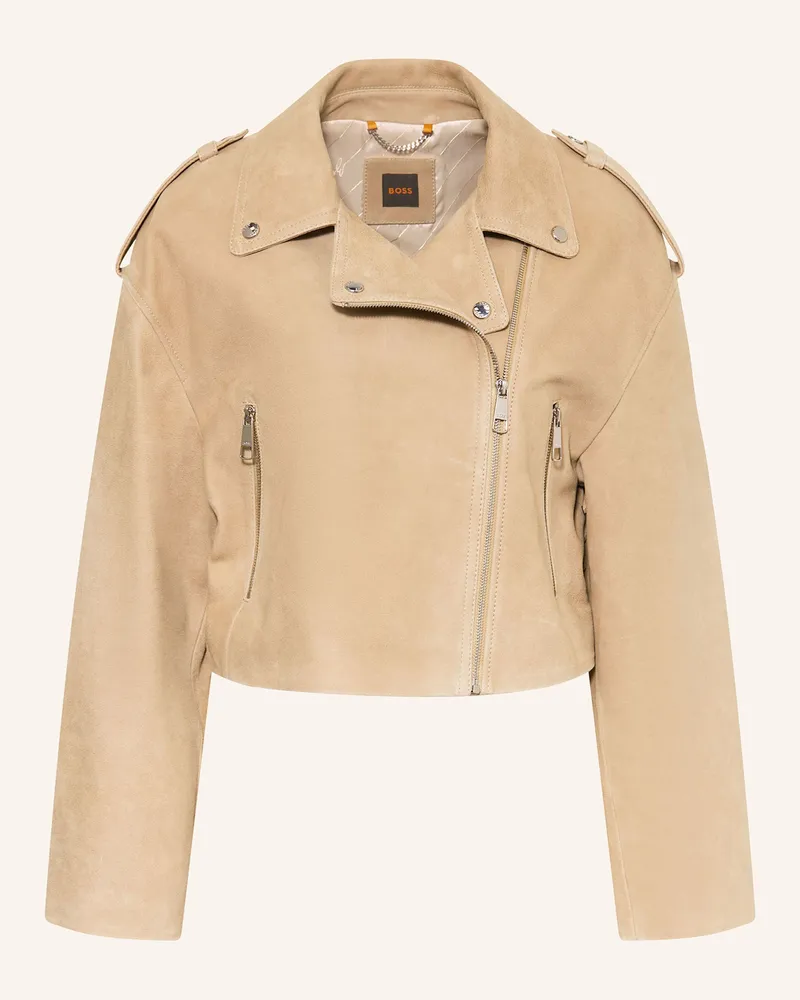 HUGO BOSS Velourslederjacke SALACE Beige